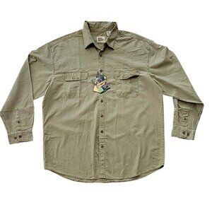 Work n' Sport 100% Cotton Chambray Utility Shirt Army Green Big & Tall 2XLT NEW